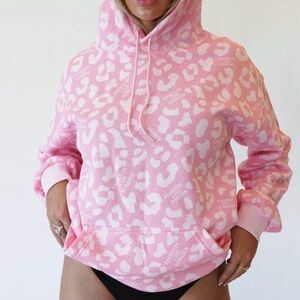 A$$holes Live Forever Pink Leopard Print Hoodie